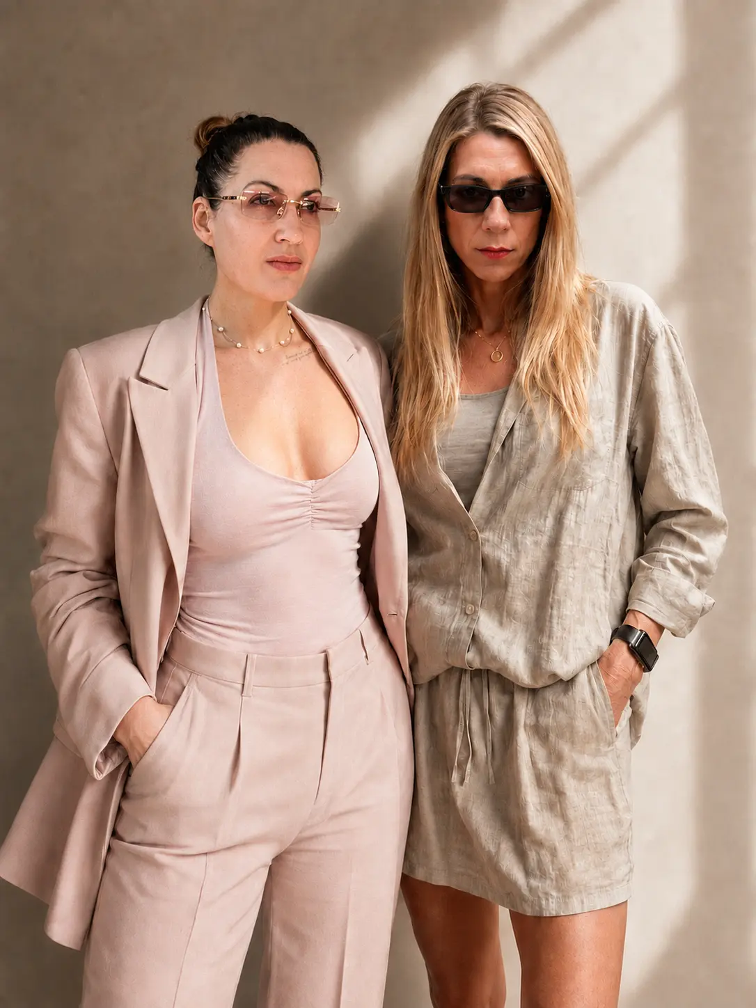 Jenn and Elle in blush and neutral Alo looks